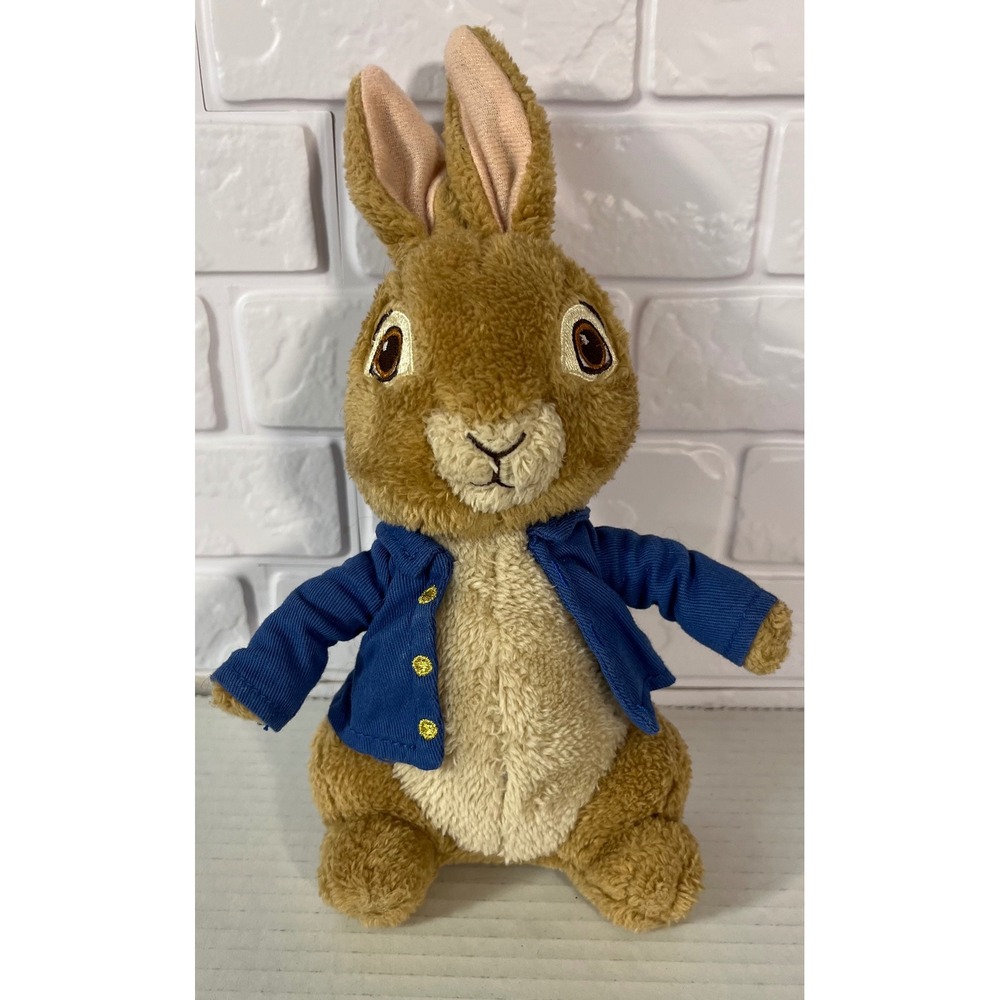 Peter Rabbit Plush Toy Movie Version 11" Brown Blue Jacket Stuffed Animal